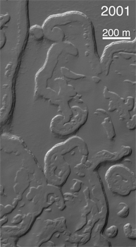 View of the south polar scarps in 2001