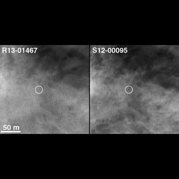 Image showing rover not there in January 2004 but there in November 2005