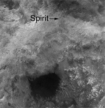 MOC image of Spirit Rover in November 2005