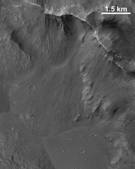Landslides in unnamed crater in Mutch Crater