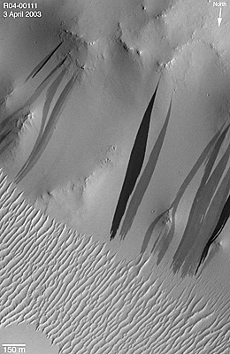 Slope with typical dark slope streaks.